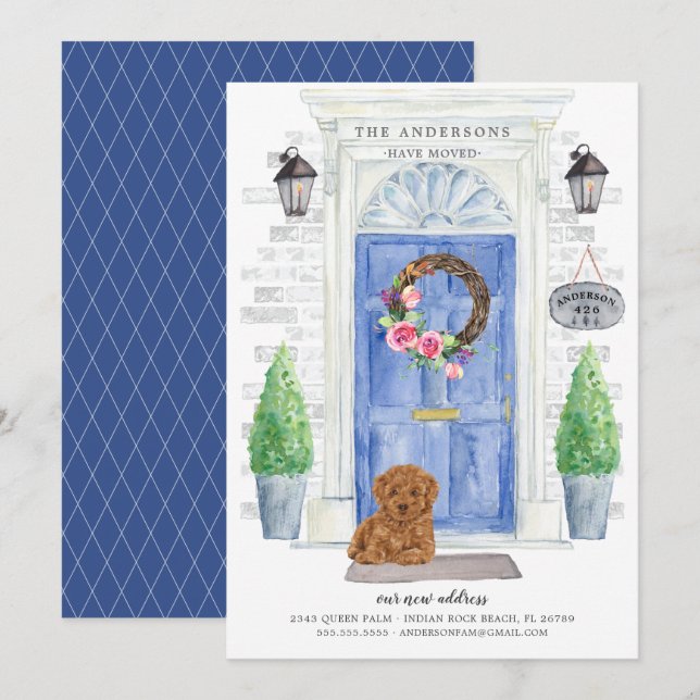 Poodle Front Door Moving Announcement (Front/Back)