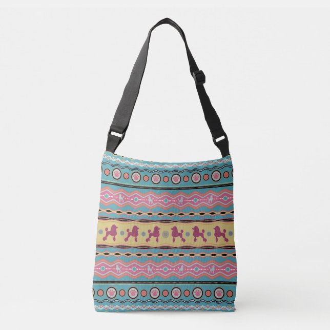 Poodle -Fun Colourful Pattern in pastels Crossbody Bag (Front)