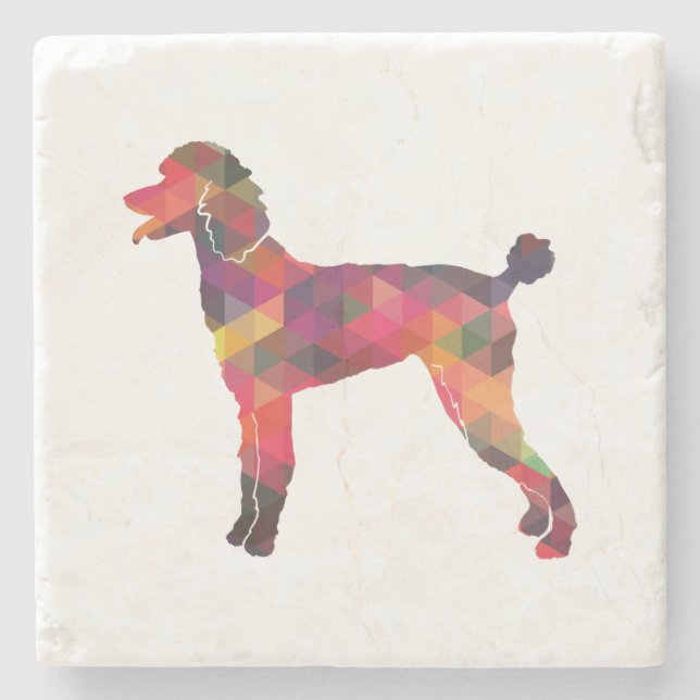 Poodle Geo Silhouette Multi Stone Coaster (Front)