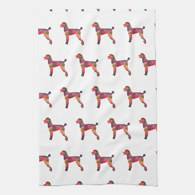 Poodle Geo Silhouette Multi Tea Towel (Vertical)