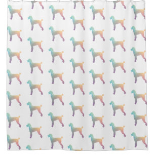 Poodle Geo Silhouette Pastel Shower Curtain