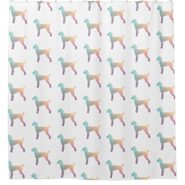 Poodle Geo Silhouette Pastel Shower Curtain (Front)