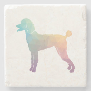 Poodle Geo Silhouette Pastel Stone Coaster