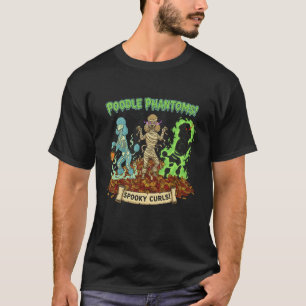 Poodle Ghost Dogs Halloween Autumn Leave Halloween T-Shirt