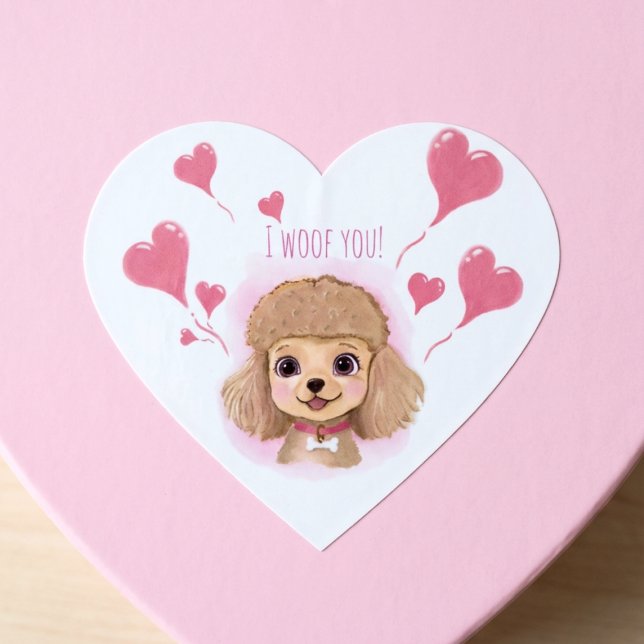Poodle Gift Wrap Sticker • Valentine I Woof You! (Creator Uploaded)