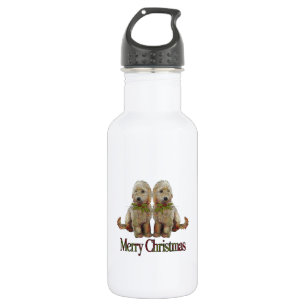 Poodle, Golden Doodle Couple Christmas: Art 532 Ml Water Bottle