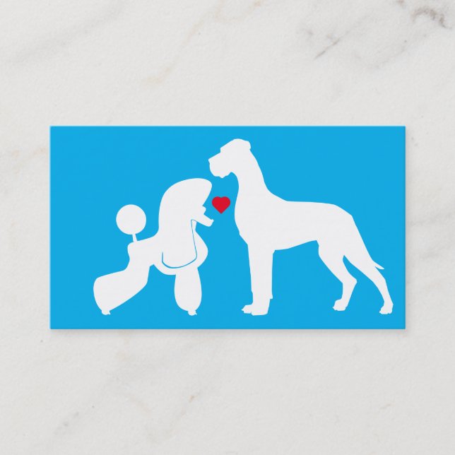 Poodle Great Dane Couple  Business Card (Front)