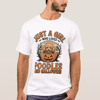 Poodle Halloween Girl Vintage Pumpkin Dog Shirt De