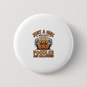 Poodle Halloween Girl Vintage Pumpkin Dog Shirt De 6 Cm Round Badge