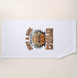 Poodle Halloween Girl Vintage Pumpkin Dog Shirt De Beach Towel