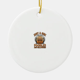 Poodle Halloween Girl Vintage Pumpkin Dog Shirt De Ceramic Tree Decoration