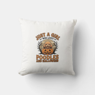 Poodle Halloween Girl Vintage Pumpkin Dog Shirt De Cushion