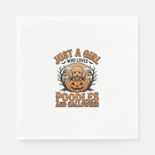 Poodle Halloween Girl Vintage Pumpkin Dog Shirt De Napkin
