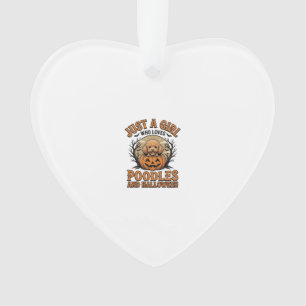 Poodle Halloween Girl Vintage Pumpkin Dog Shirt De Ornament