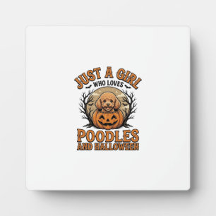 Poodle Halloween Girl Vintage Pumpkin Dog Shirt De Plaque