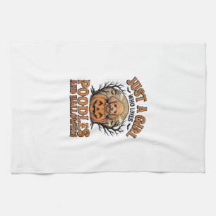 Poodle Halloween Girl Vintage Pumpkin Dog Shirt De Tea Towel