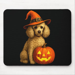 Poodle Halloween Pumpkin Witch Hat Dog Art Family Mouse Mat