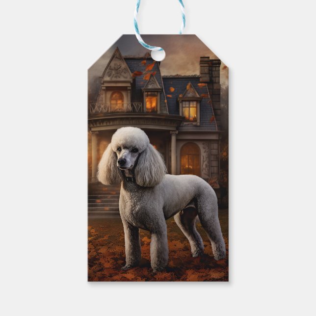 Poodle Halloween Scary Gift Tags (Front)