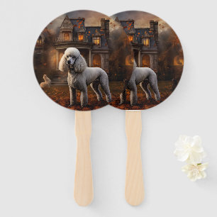 Poodle Halloween Scary Hand Fan