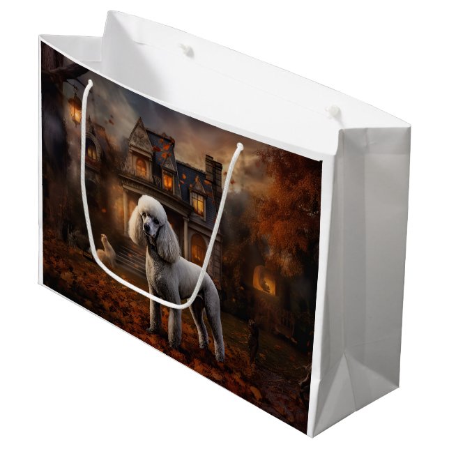 Poodle Halloween Scary Large Gift Bag (Front Angled)