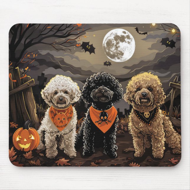 Poodle Halloween Spooky Mouse Mat (Front)