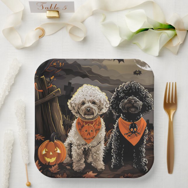 Poodle Halloween Spooky Paper Plate (Wedding)
