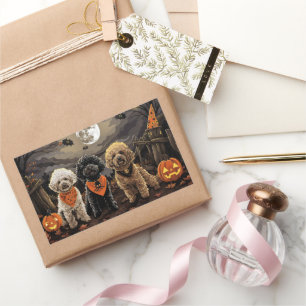 Poodle Halloween Spooky Rectangular Sticker