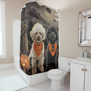 Poodle Halloween Spooky Shower Curtain