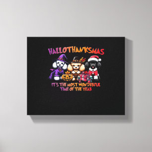 Poodle Halloween Thanksgiving Christmas Classic T- Canvas Print