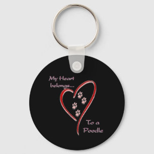 Poodle Heart Belongs Key Ring