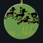 Poodle Holiday card Ceramic Tree Decoration<br><div class="desc">We don't need no stinking reindeer. Or do we? Where are those poodles flying off to,  anyhow?</div>