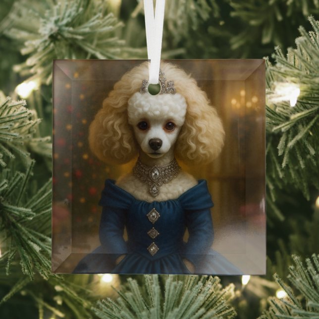 Poodle Holiday  Glass Tree Decoration (Insitu)
