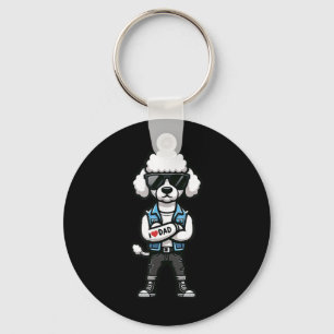 Poodle I Love Dad Funny Dog Tattoo Key Ring