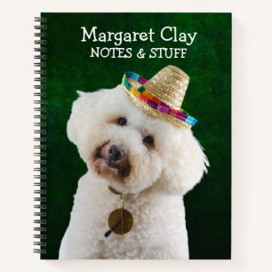 Poodle in a straw hat notebook