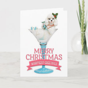 Poodle in a Wine Glass Christmas Card