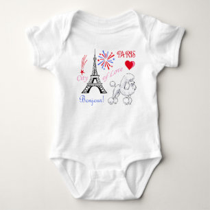 Poodle in Paris Baby Bodysuit