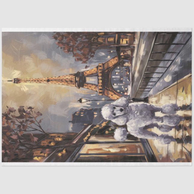 Poodle in Paris Painting Decoupage Tissue Paper (Front)