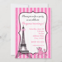 Poodle in Paris Pink Striped Eiffel Tower Chic