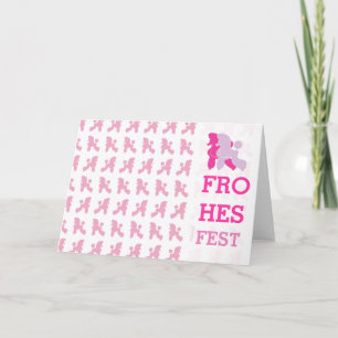 Poodle in Pink Greetings Holiday Card