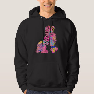 POODLE in Pink Tropical Floral pattern     Hoodie