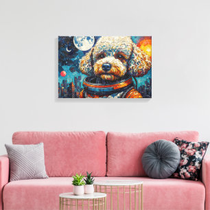 POODLE IN SPACE-4 CANVAS PRINT