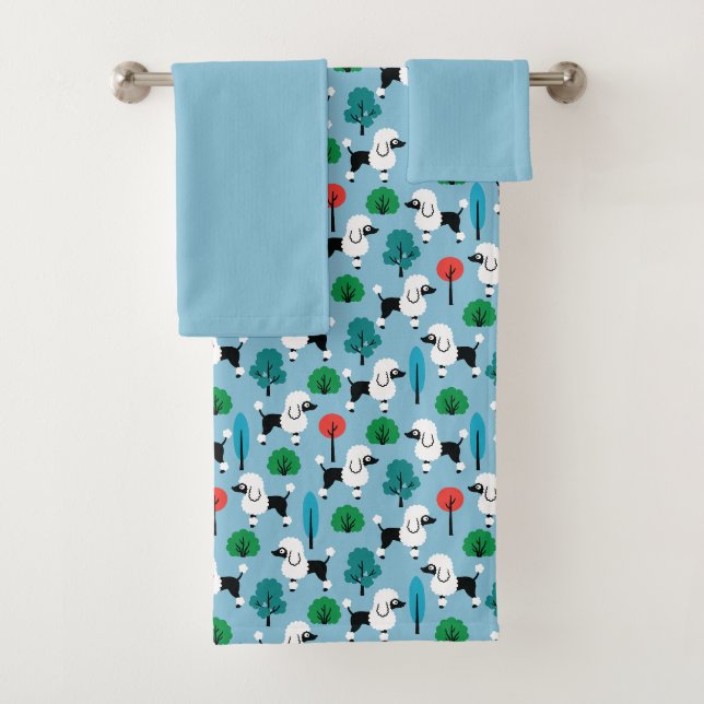 Poodle in the park bath towel set (Insitu)