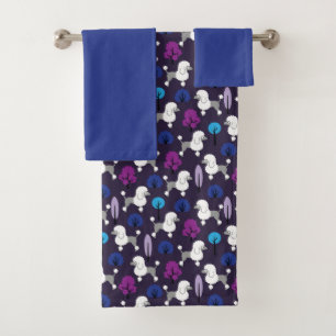 Poodle in the park bath towel set