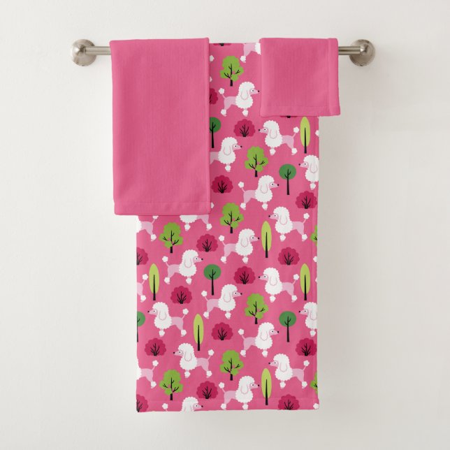 Poodle in the park bath towel set (Insitu)