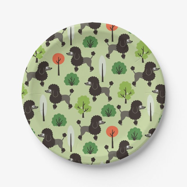 Poodle in the park paper plate (Front)