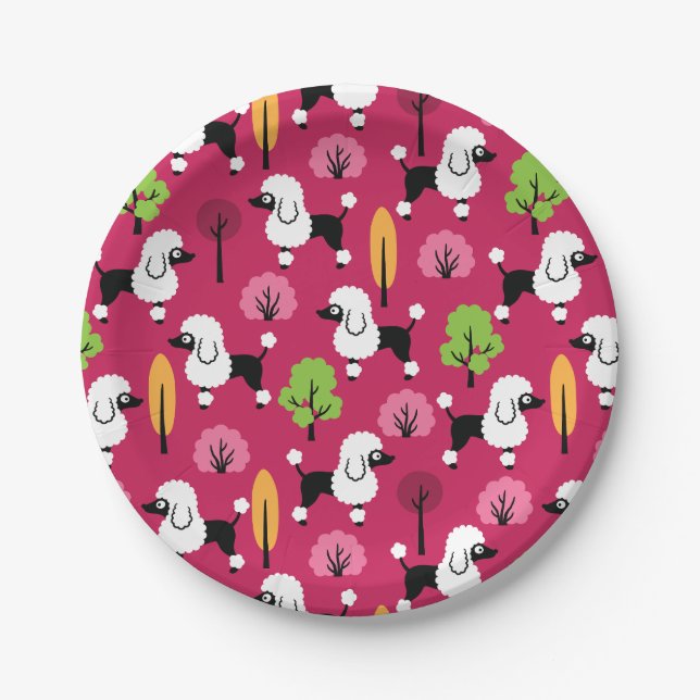 Poodle in the park paper plate (Front)