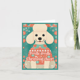 Poodle in Ugly Christmas Sweater Funny Unique Holiday Card