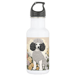 Poodle in Whimsical Flowers  532 Ml Water Bottle