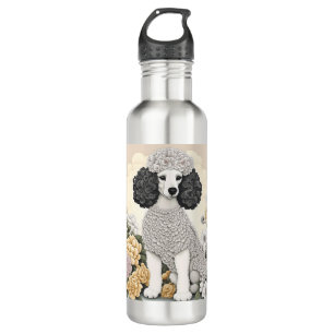 Poodle in Whimsical Flowers  710 Ml Water Bottle