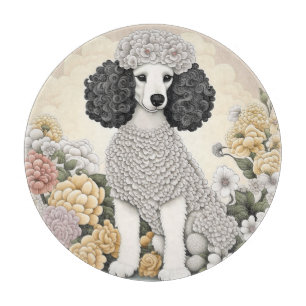 Poodle in Whimsical Flowers  Cutting Board